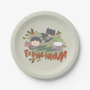 Justice League Chibi Holiday Cookie Chase Paper Plate