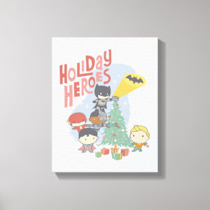 Justice League Chibi Holiday Tree Decorating Canvas Print