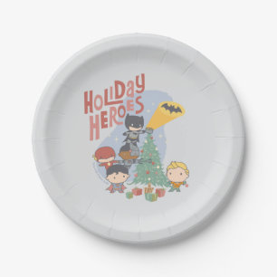 Justice League Chibi Holiday Tree Decorating Paper Plate