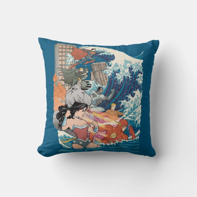 Justice League Comic Cover #15 Variant Throw Pillow (Front)