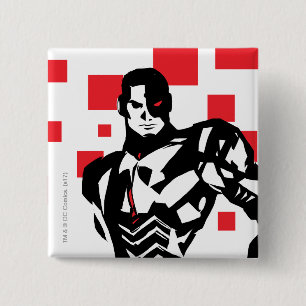 Justice League   Cyborg Digital Noir Pop Art 2 Inch Square Button