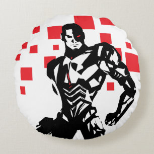 Justice League   Cyborg Digital Noir Pop Art Round Pillow