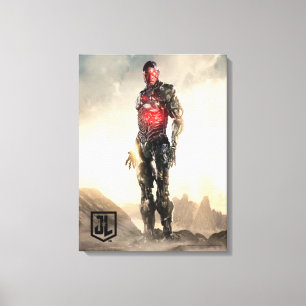 Justice League   Cyborg On Battlefield Canvas Print