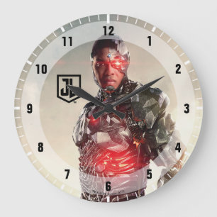 Justice League Cyborg On Battlefield Large Clock