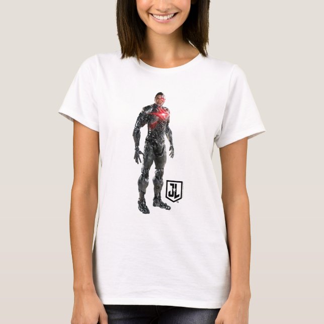 Justice League | Cyborg On Battlefield T-Shirt (Front)