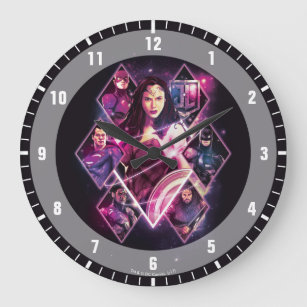 Justice League   Diamond Galactic Group Panels Large Clock