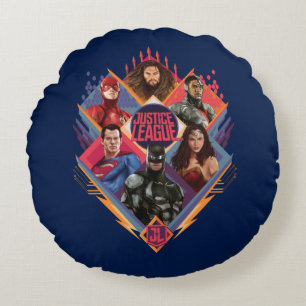 Justice League   Diamond Hatch Group Badge Round Pillow
