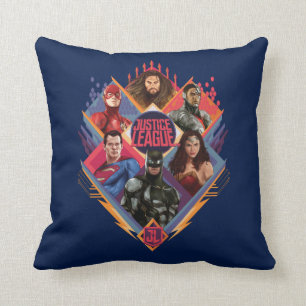 Justice League   Diamond Hatch Group Badge Throw Pillow