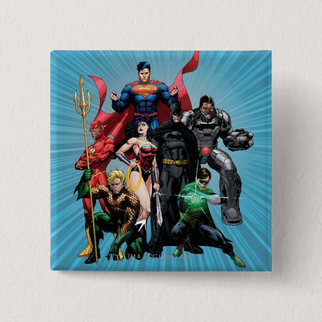 Justice League - Group 2 Inch Square Button (Front)