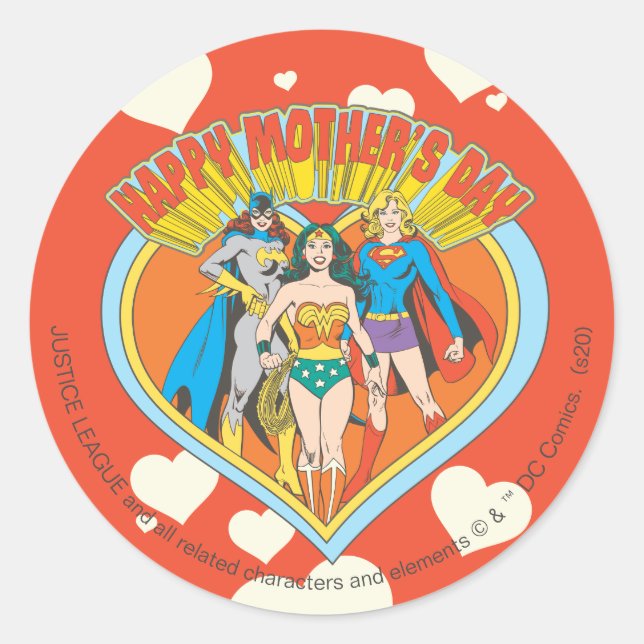 Justice League | Happy Mother's Day Classic Round Sticker (Front)