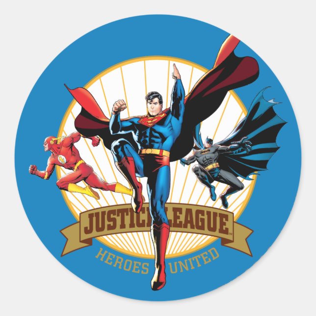 Justice League Heroes United Classic Round Sticker (Front)