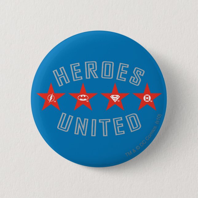Justice League Heroes Untied Logos 2 Inch Round Button (Front)