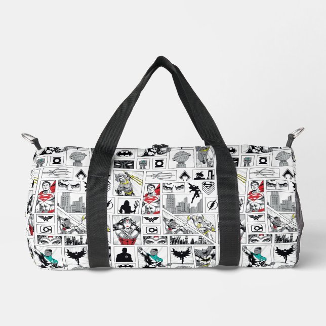 Justice League Heroic Panel Pattern Duffle Bag (Front)