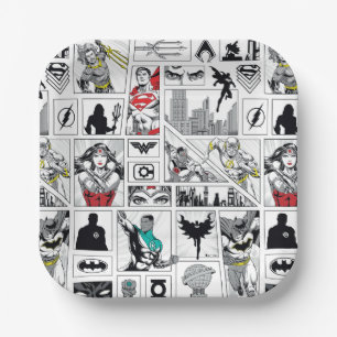 Justice League Heroic Panel Pattern Paper Plate