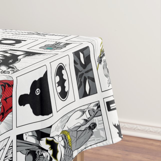 Justice League Heroic Panel Pattern Tablecloth (In Situ)