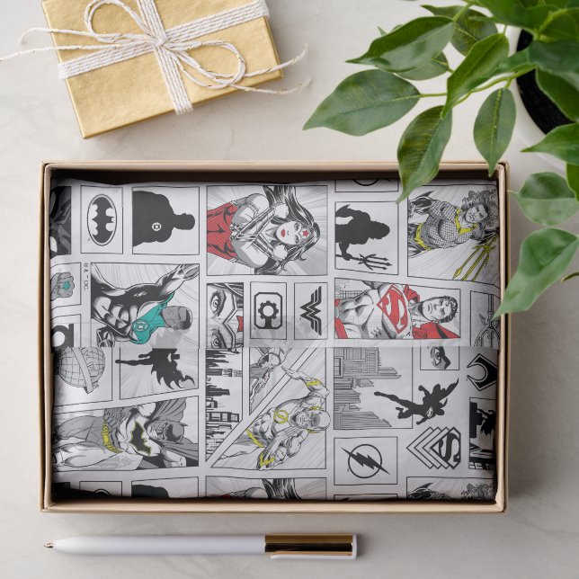 Justice League Heroic Panel Pattern Tissue Paper (Gift)