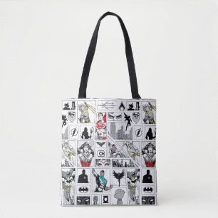 Justice League Heroic Panel Pattern Tote Bag