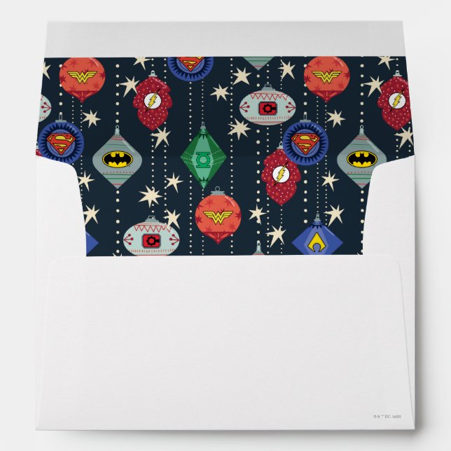 Justice League Holiday Bauble Pattern Envelope (Back (Bottom))