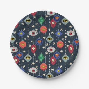 Justice League Holiday Bauble Pattern Paper Plate