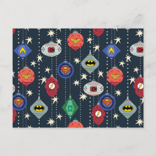 Justice League Holiday Bauble Pattern Postcard