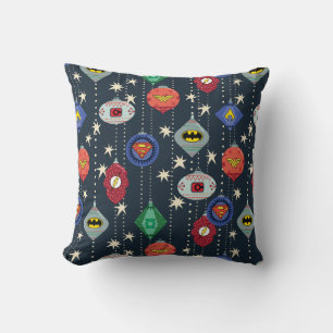 Justice League Holiday Bauble Pattern Throw Pillow