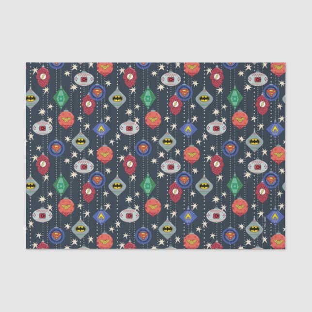 Justice League Holiday Bauble Pattern Tissue Paper (Front)