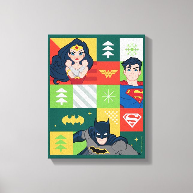 Justice League Holiday Collage Canvas Print (Front)