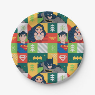 Justice League Holiday Collage Paper Plate