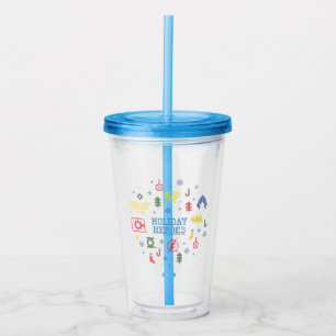 Justice League "Holiday Heroes" Faux Cross-Stitch Acrylic Tumbler