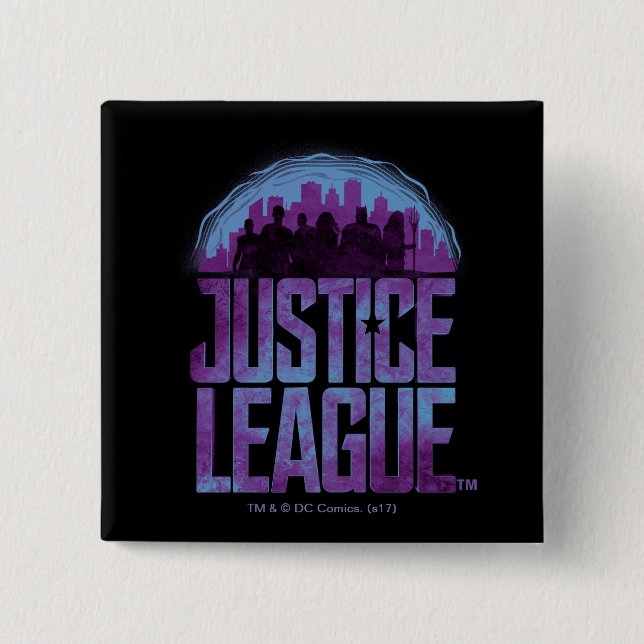 Justice League | Justice League City Silhouette 2 Inch Square Button (Front)
