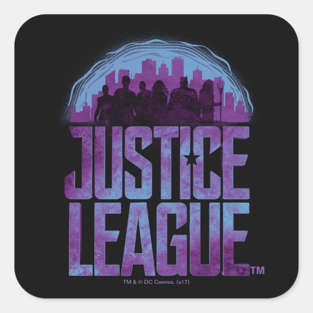 Justice League | Justice League City Silhouette Square Sticker (Front)
