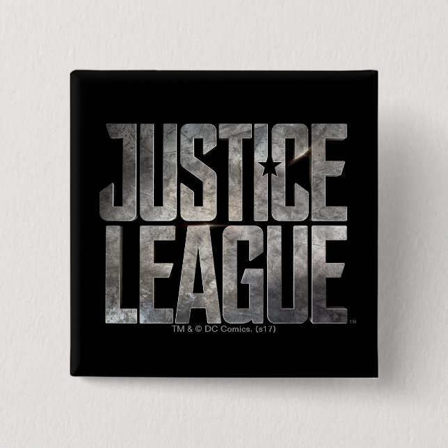 Justice League | Justice League Metallic Logo 2 Inch Square Button (Front)