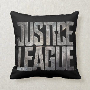 Justice League   Justice League Metallic Logo Throw Pillow