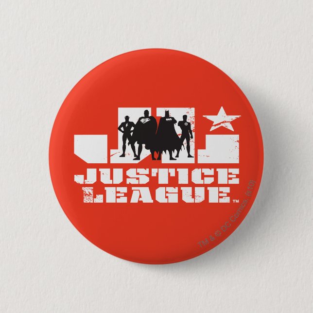 Justice League Logo and Character Silhouettes 2 Inch Round Button (Front)