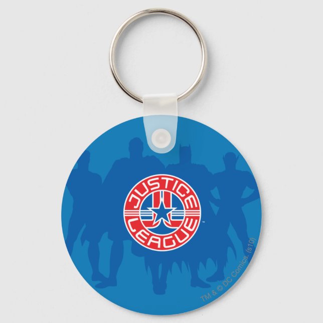 Justice League Logo and Solid Character Background Keychain (Front)