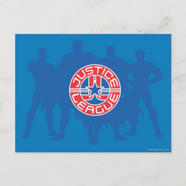 Justice League Logo and Solid Character Background Postcard (Front)