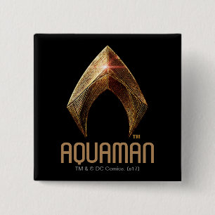 Justice League Metallic Aquaman Symbol 2 Inch Square Button