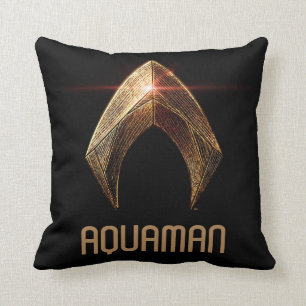 Justice League   Metallic Aquaman Symbol Throw Pillow