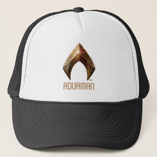 Justice League | Metallic Aquaman Symbol Trucker Hat (Front)