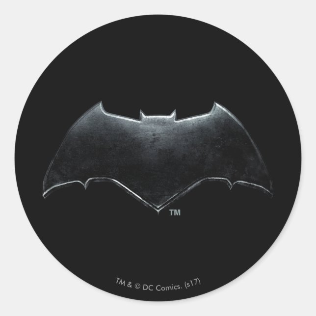 Justice League | Metallic Batman Symbol Classic Round Sticker (Front)