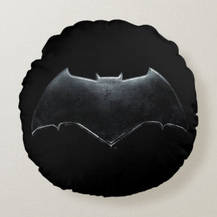 Justice League   Metallic Batman Symbol Round Pillow