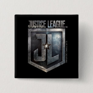 Justice League   Metallic JL Shield 2 Inch Square Button