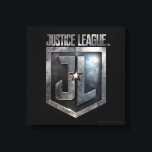 Justice League | Metallic JL Shield Canvas Print<br><div class="desc">This Justice League JL shield movie logo is stylized with a worn metallic texture.</div>