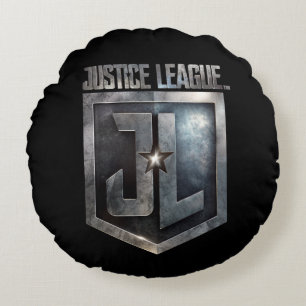 Justice League   Metallic JL Shield Round Pillow