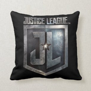 Justice League   Metallic JL Shield Throw Pillow