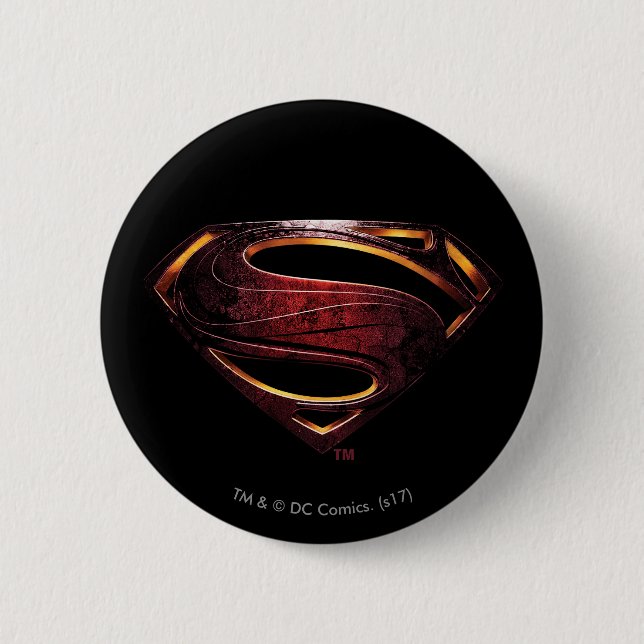 Justice League | Metallic Superman Symbol 2 Inch Round Button (Front)