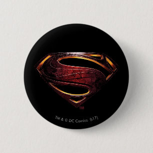 Justice League Metallic Superman Symbol 2 Inch Round Button