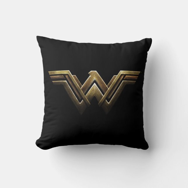 Justice League | Metallic Wonder Woman Symbol Throw Pillow (Front)