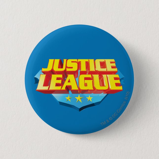 Justice League Name and Shield Logo 2 Inch Round Button (Front)