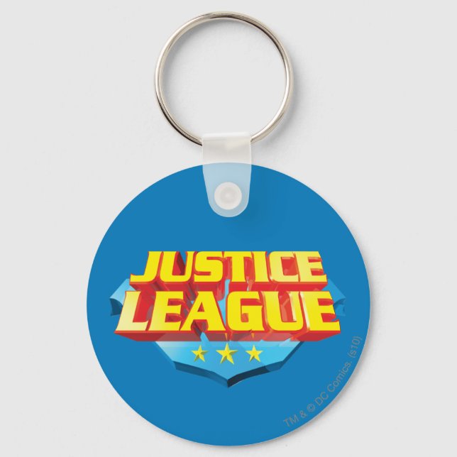 Justice League Name and Shield Logo Keychain (Front)